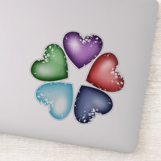 Rainbow Hearts. Hartbloem Sticker (Detail)