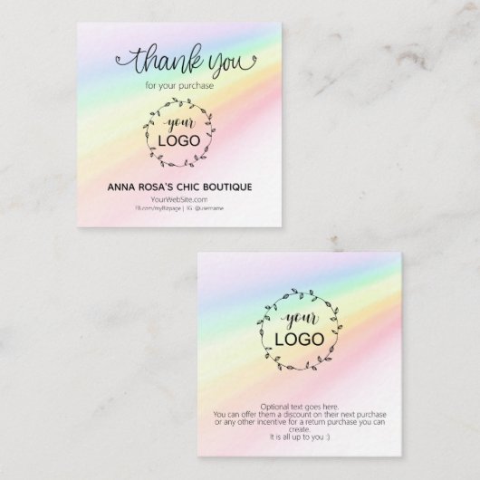 *~* Rainbow Hearts Hartelijk dank voor het brandme Informatiekaartje (Voorkant / Achterkant)