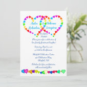 Rainbow Hearts huwelijksuitnodiging Kaart (Staand voorkant)