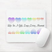 "Rainbow Hearts" Inspirerende woorden Muismat (Met muis)