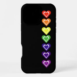 Rainbow hearts iPhone 16 pro max hoesje
