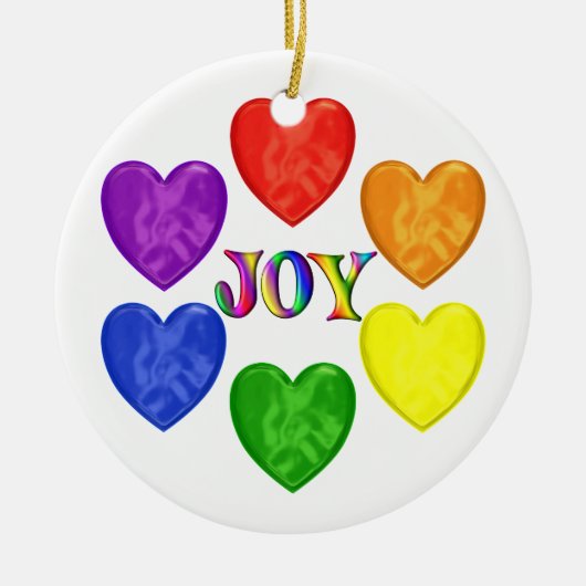 Rainbow Hearts Joy Keramisch Ornament (Voorkant)