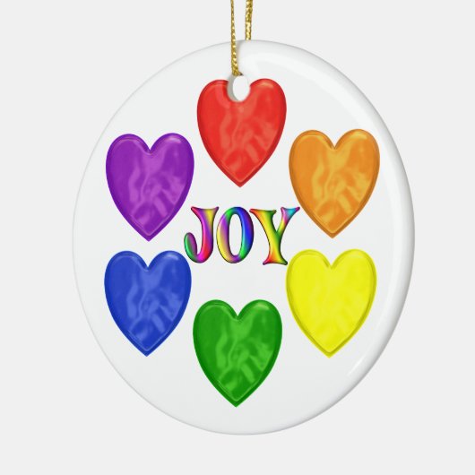 Rainbow Hearts Joy Keramisch Ornament (Links)