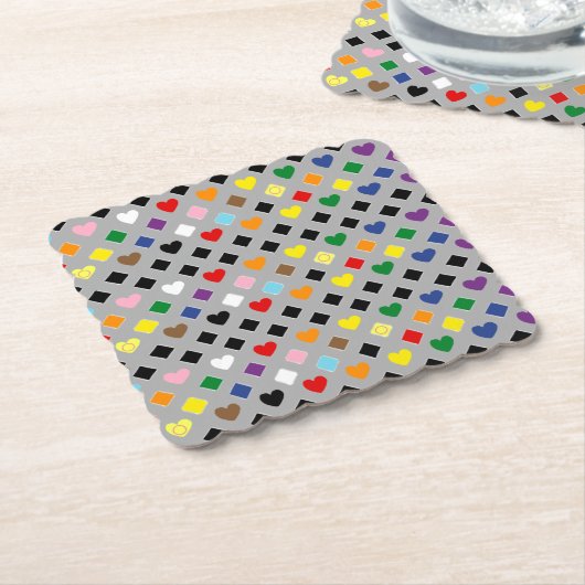 Rainbow Hearts Kartonnen Onderzetters (Gebogen)