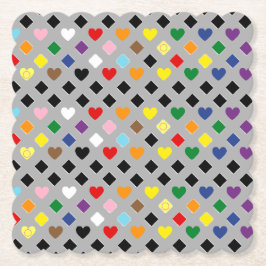 Rainbow Hearts Kartonnen Onderzetters