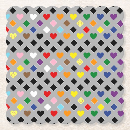 Rainbow Hearts Kartonnen Onderzetters (Voorkant)