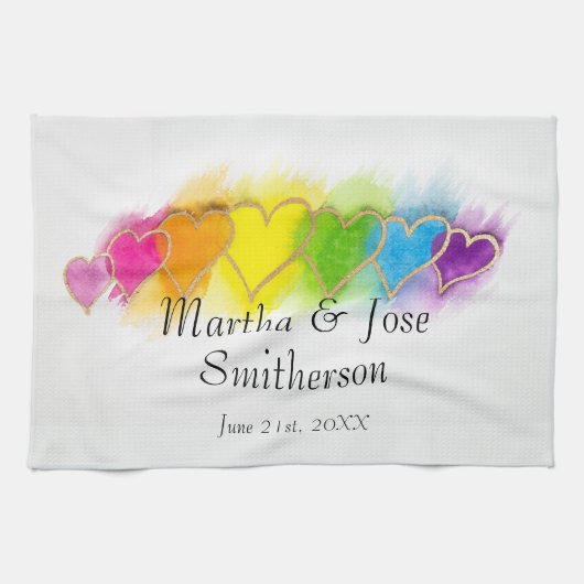 Rainbow Hearts Kitchen Towels Theedoek (Horizontaal)