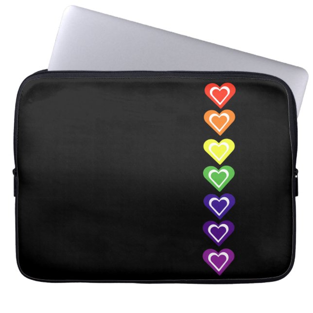 Rainbow hearts laptop sleeve (Voorkant)