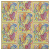 Rainbow Hearts Love Art Fabric Material Stof (Swatch)