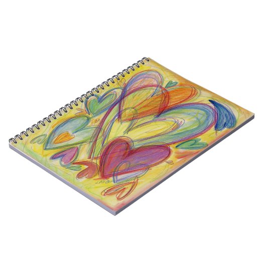 Rainbow Hearts Love Art Notitieboek Journal (Linkerzijde)