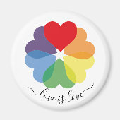 Rainbow Hearts Love is Love Pride Magneet (Voorkant)
