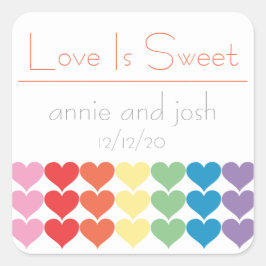 Rainbow Hearts Love is Sweet Labels (Sinaasappel)
