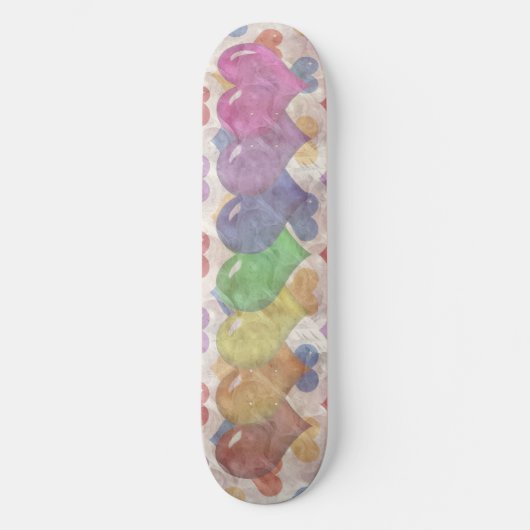 Rainbow Hearts Meisjes Skatedeck Persoonlijk Skateboard (Voorkant)