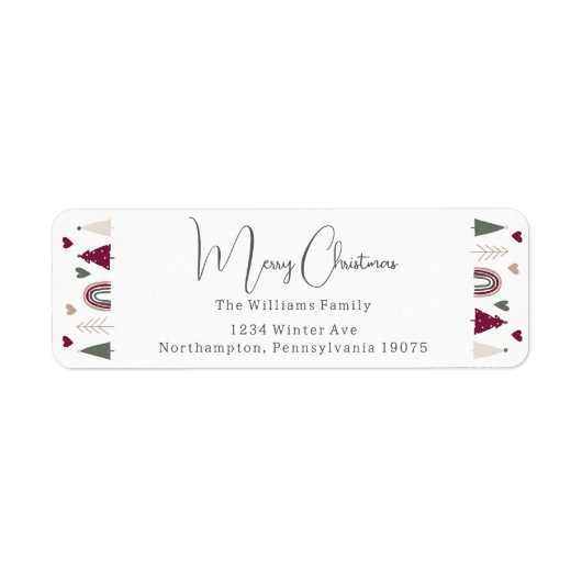 Rainbow & Hearts Merry Christmas Retouradres Etiket (Voorkant)