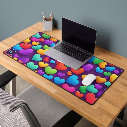 Rainbow Hearts Monogram Bureaumat (Kantoor 2)