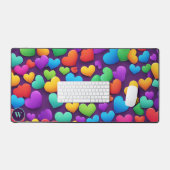 Rainbow Hearts Monogram Bureaumat (Keyboard & Muis)