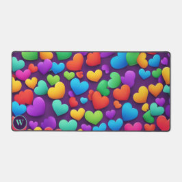 Rainbow Hearts Monogram Bureaumat