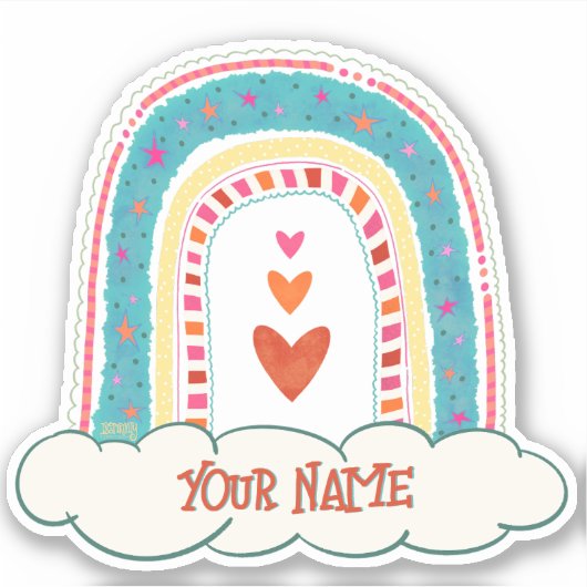 Rainbow Hearts Naam Inspirivity Sticker (Voorkant)