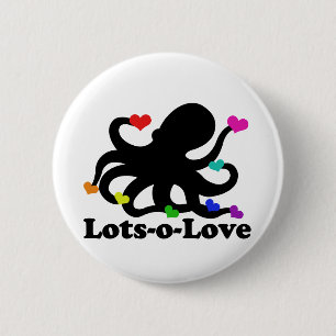 Rainbow Hearts Octopus: veel liefde Ronde Button 5,7 Cm