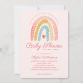 Rainbow & Hearts Online Virtual Girl Baby shower Kaart (Voorkant)