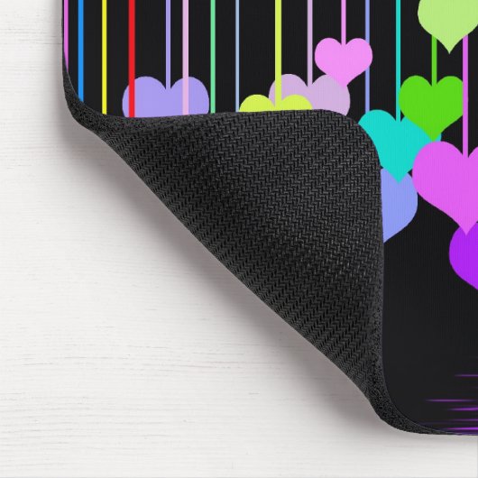 Rainbow Hearts op zwart Muismat (Hoek)