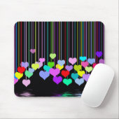 Rainbow Hearts op zwart Muismat (Met muis)