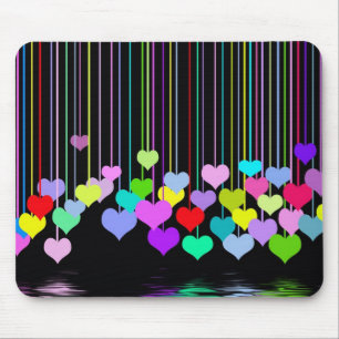 Rainbow Hearts op zwart Muismat