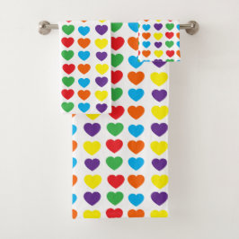 Rainbow Hearts Pattern Bad Handdoek