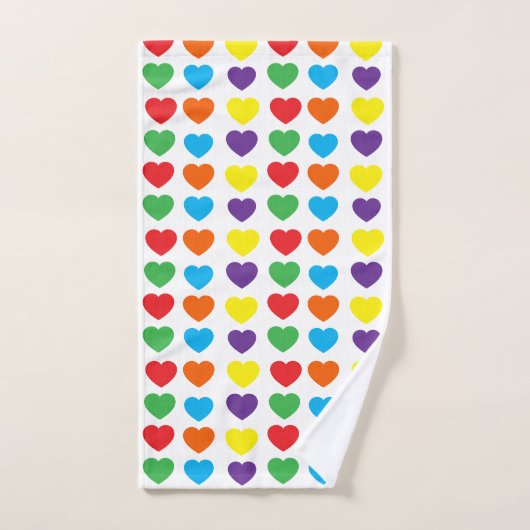 Rainbow Hearts Pattern Bad Handdoek (Handdoek)