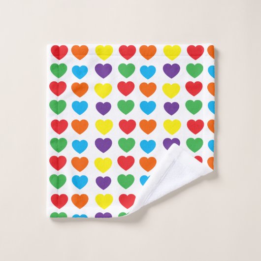 Rainbow Hearts Pattern Bad Handdoek (Wasdoekje)