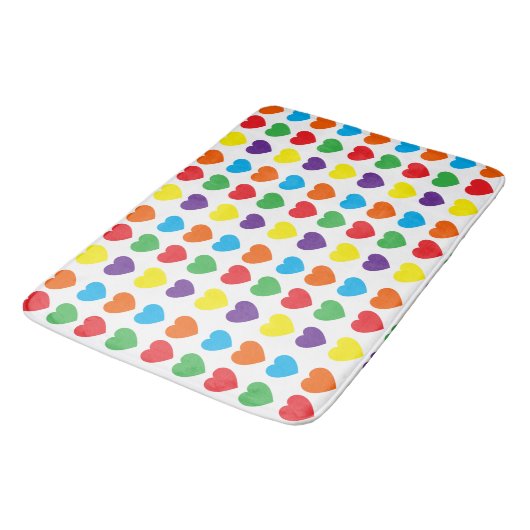 Rainbow Hearts Pattern Badmat (Gekanteld)