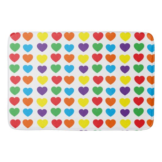 Rainbow Hearts Pattern Badmat (Voorkant)