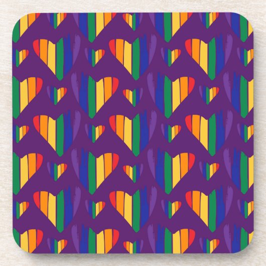 Rainbow Hearts Pattern Bier Onderzetter (Voorkant)