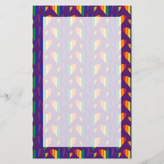 Rainbow Hearts Pattern Briefpapier (Voorkant)