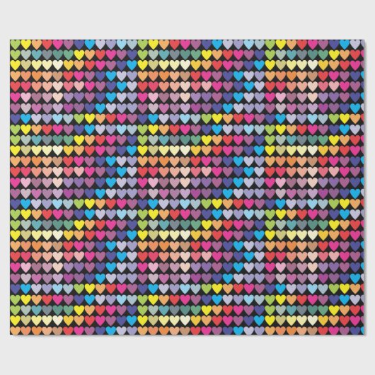 Rainbow Hearts Pattern Cadeaupapier (Vlak)