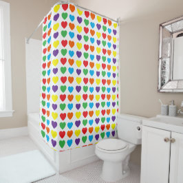 Rainbow Hearts Pattern Douchegordijn