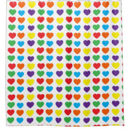 Rainbow Hearts Pattern Douchegordijn