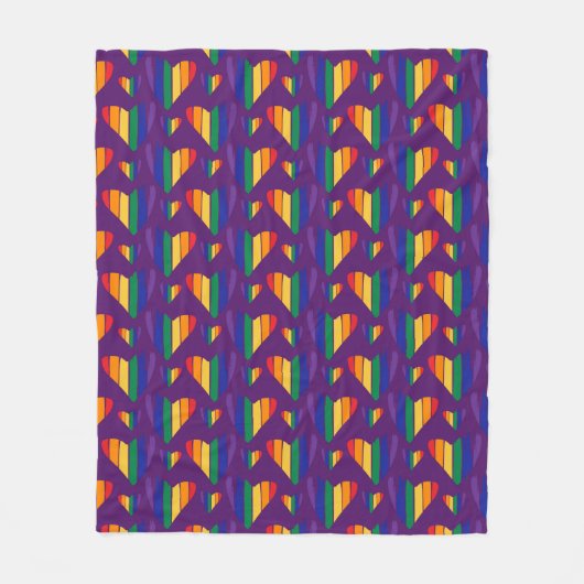 Rainbow Hearts Pattern Fleece Deken (Voorkant)