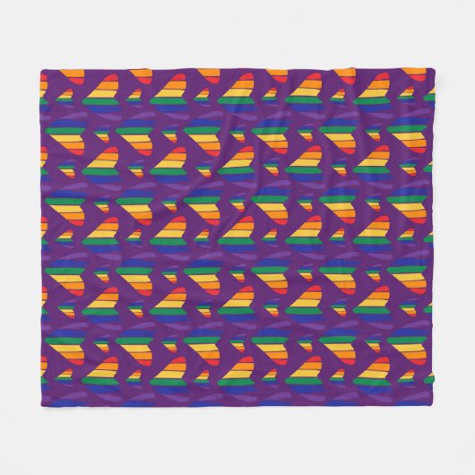 Rainbow Hearts Pattern Fleece Deken (Voorkant (Horizontaal))