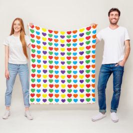 Rainbow Hearts Pattern Fleece Deken