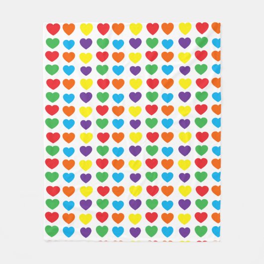 Rainbow Hearts Pattern Fleece Deken (Voorkant)