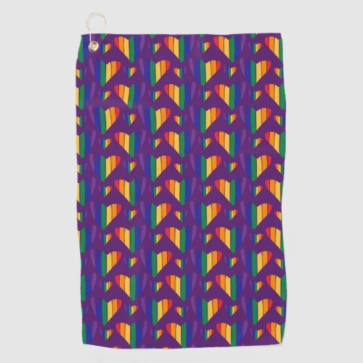 Rainbow Hearts Pattern Golfhanddoek (Voorkant)