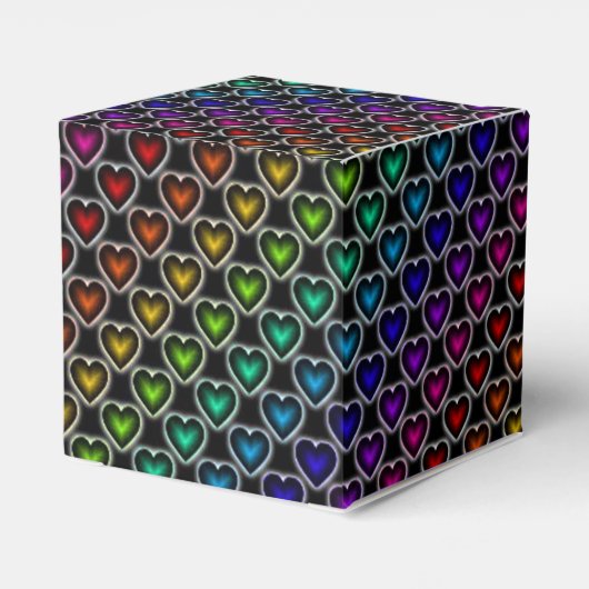 Rainbow Hearts Pattern Hart Favor Box Bedankdoosjes (Achterkant)