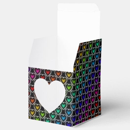 Rainbow Hearts Pattern Hart Favor Box Bedankdoosjes (Geopend)