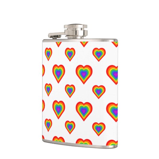 Rainbow Hearts Pattern Heupfles (Links)