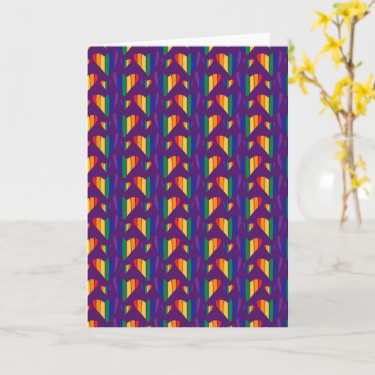 Rainbow Hearts Pattern Kaart (Gele Bloem)