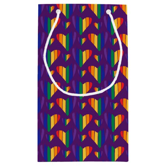 Rainbow Hearts Pattern Klein Cadeauzakje (Achterkant)