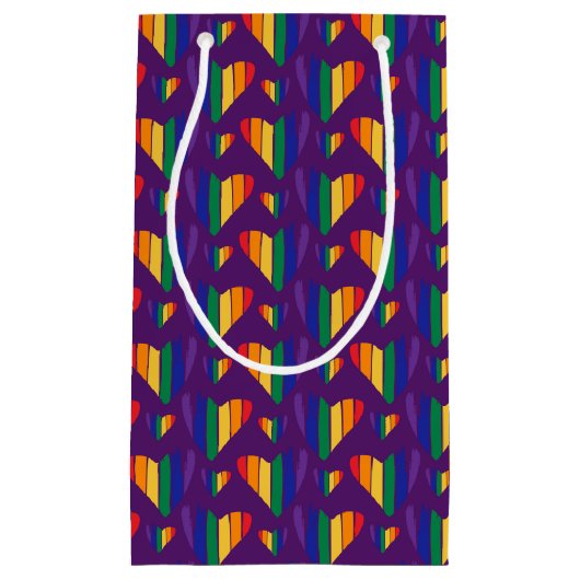 Rainbow Hearts Pattern Klein Cadeauzakje (Voorkant)