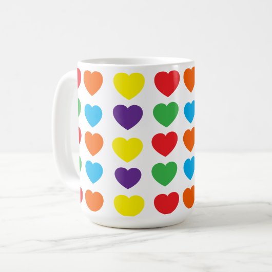Rainbow Hearts Pattern Koffiemok (Voorkant links)