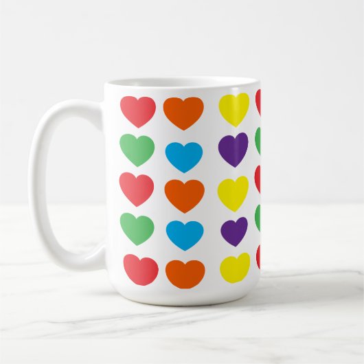 Rainbow Hearts Pattern Koffiemok (Links)